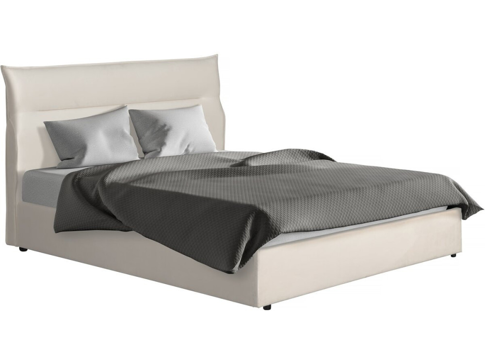 Letto in velluto "Isola" con contenitore - 160 x 200 cm - Beige