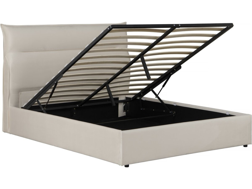 Letto in velluto "Isola" con contenitore - 160 x 200 cm - Beige