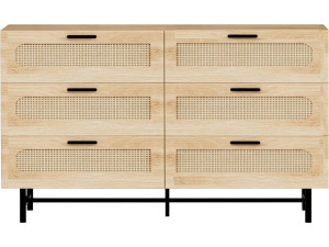 Cassettiera "Harrison" in legno e giunco ??- 120 x 40 x 75 cm - Beige