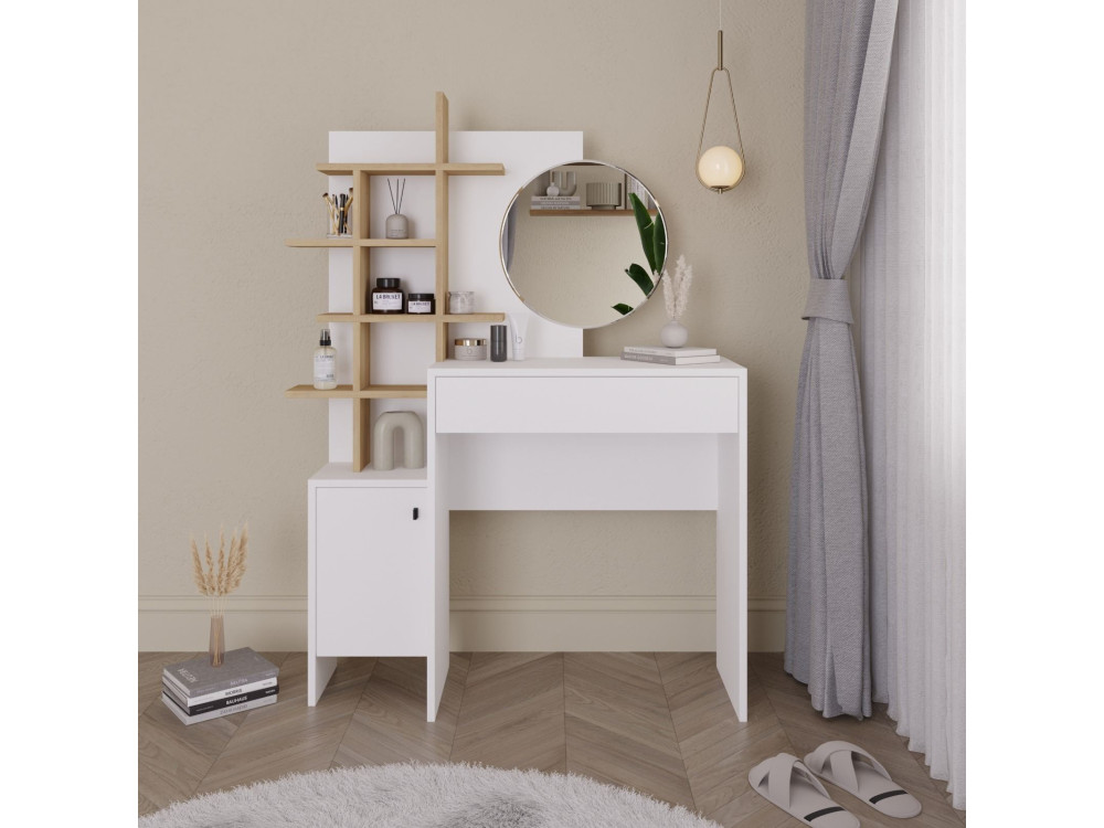 Tavolo da trucco in legno "Mup" 105 x 35 x 151 cm - Bianco