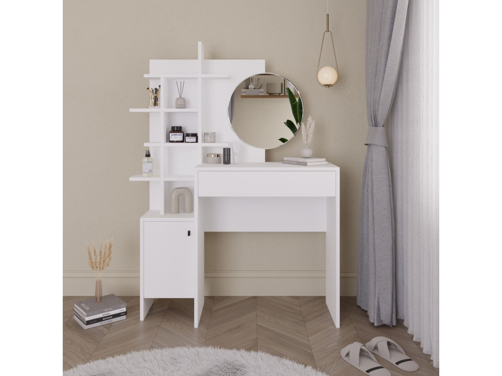 Tavolo da trucco in legno "Mup" 105 x 35 x 151 cm - Bianco