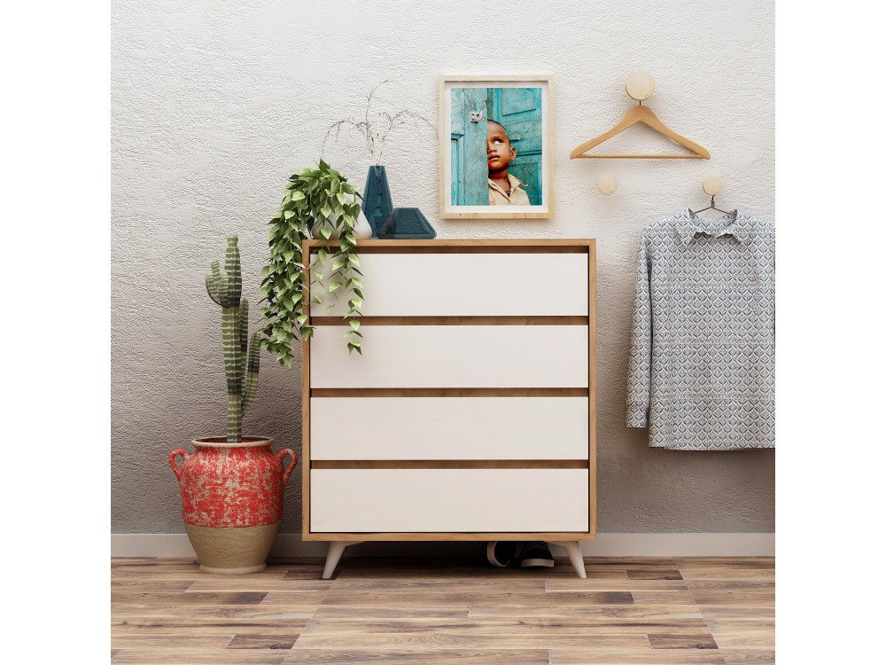 Cassettiera in legno "Suvera" - 70 x 40 x 86 cm - Beige