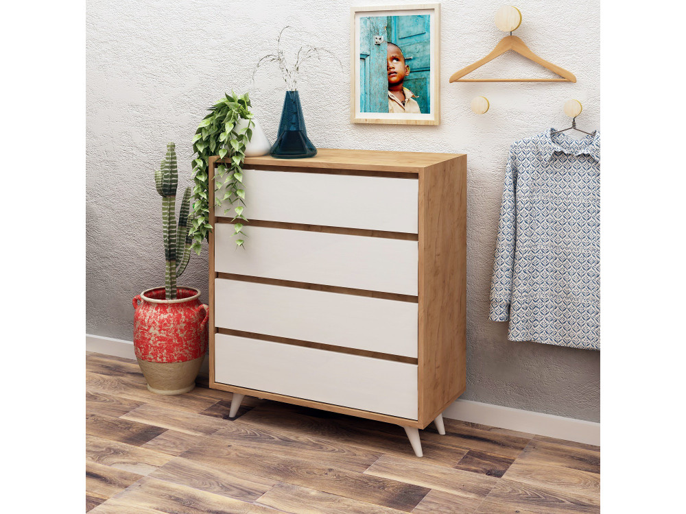 Cassettiera in legno "Suvera" - 70 x 40 x 86 cm - Beige