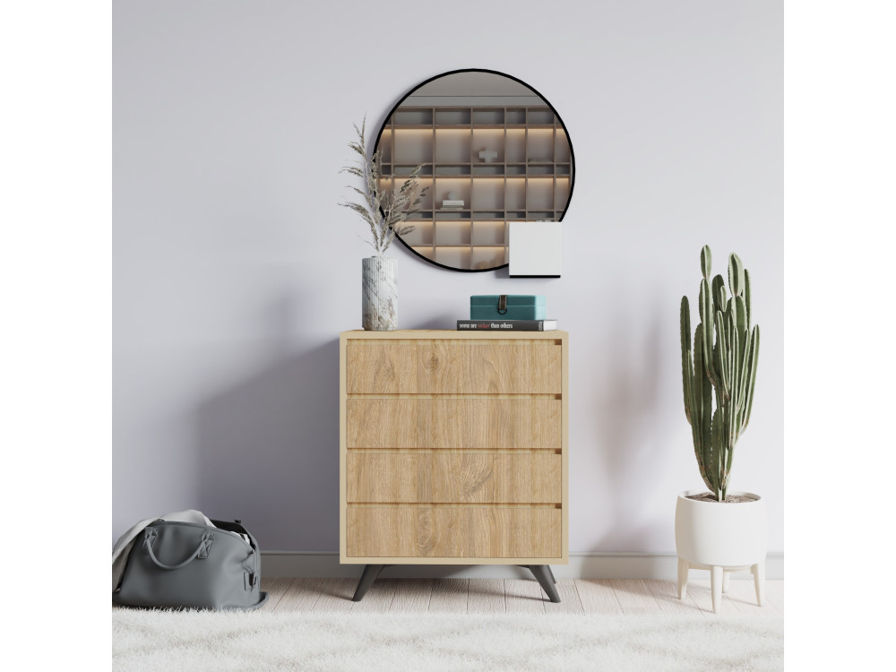 Cassettiera in legno "Suvera" - 70 x 40 x 86 cm - Marrone chiaro