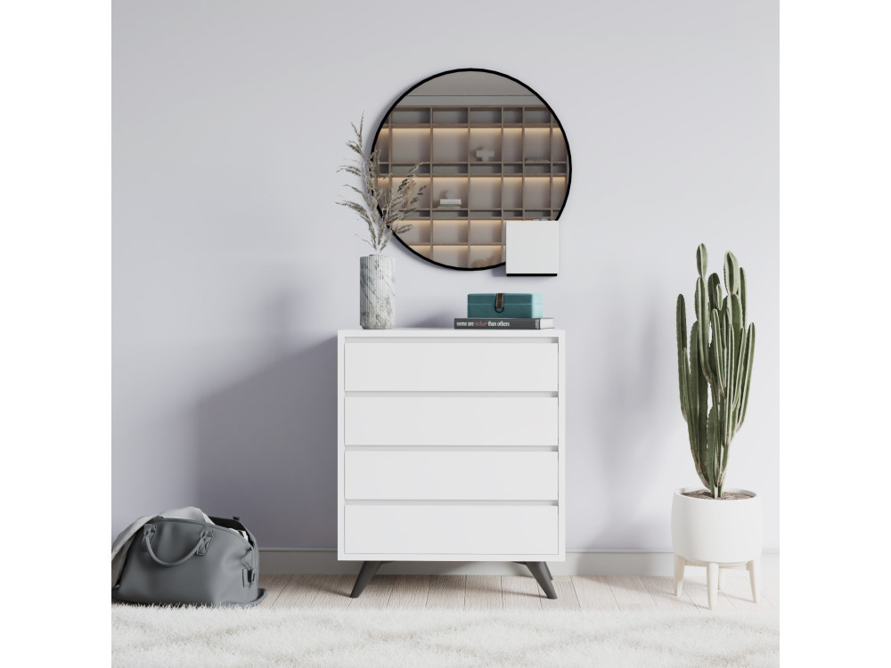 Cassettiera in legno "Suvera" - 70 x 40 x 86 cm - Bianco
