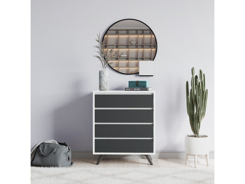 Cassettiera in legno "Suvera" - 70 x 40 x 86 cm - Bianco