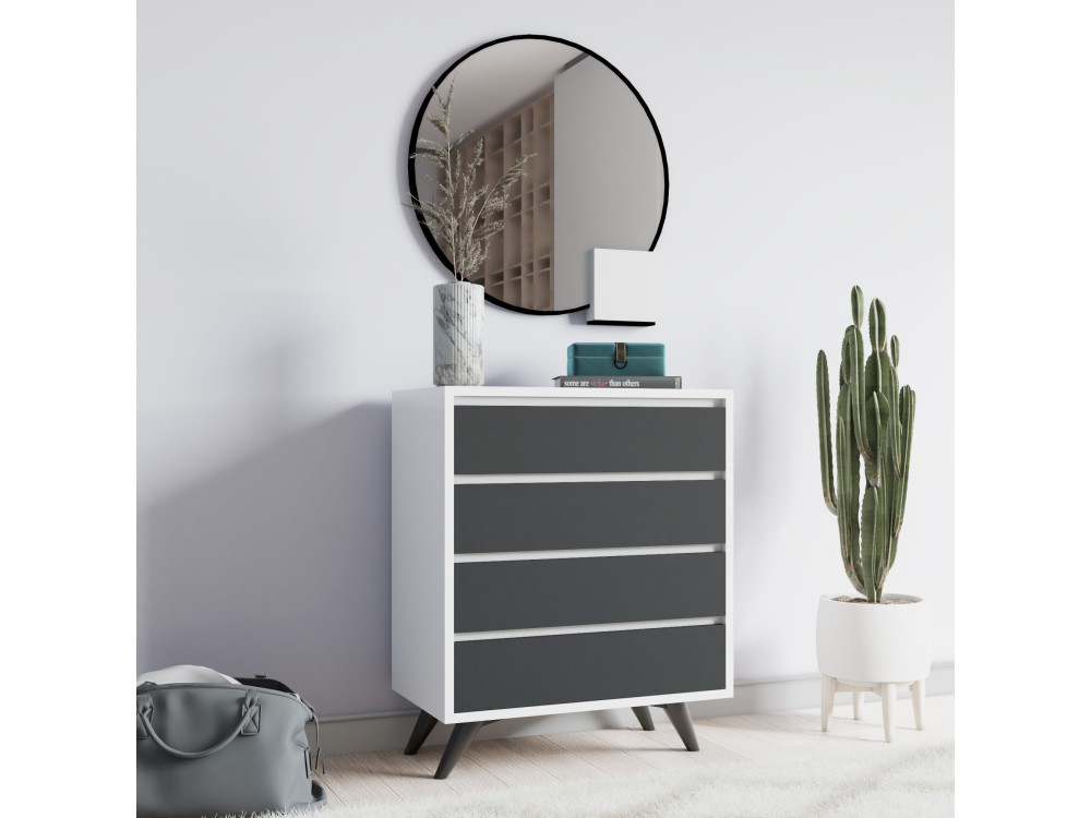 Cassettiera in legno "Suvera" - 70 x 40 x 86 cm - Bianco