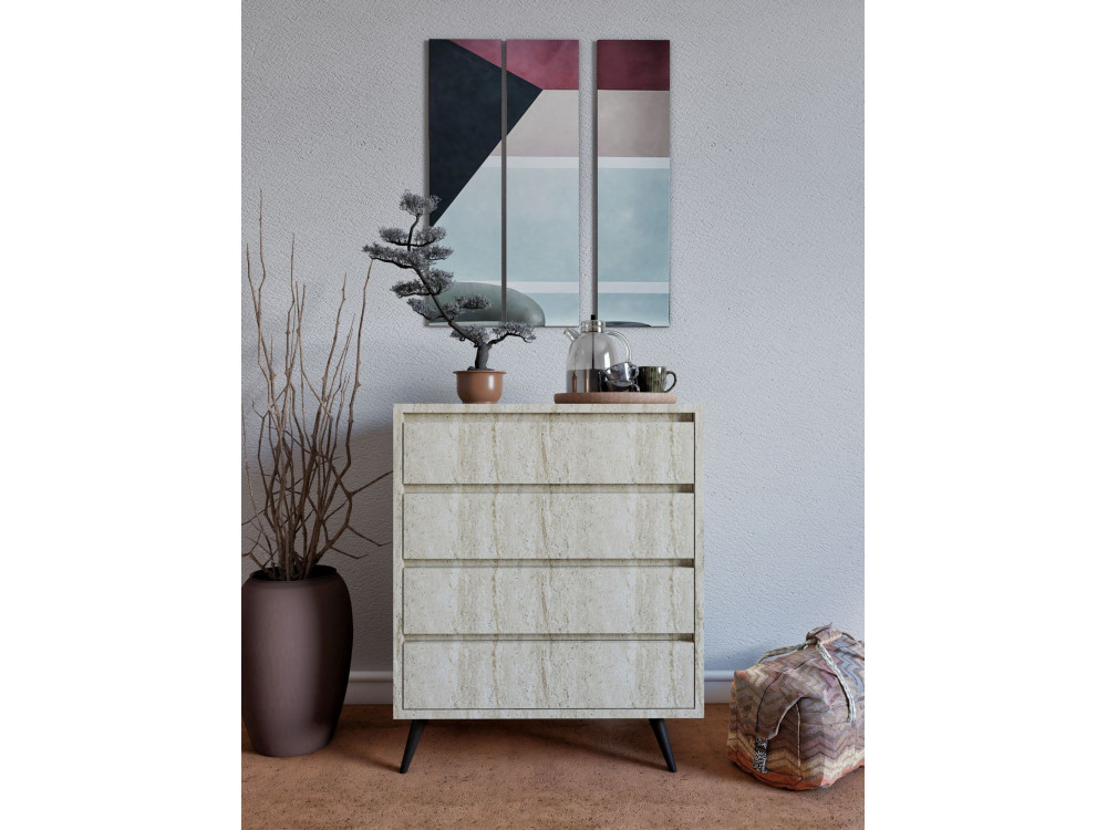 Cassettiera in legno "Suvera" - 70 x 40 x 86 cm - Travertino
