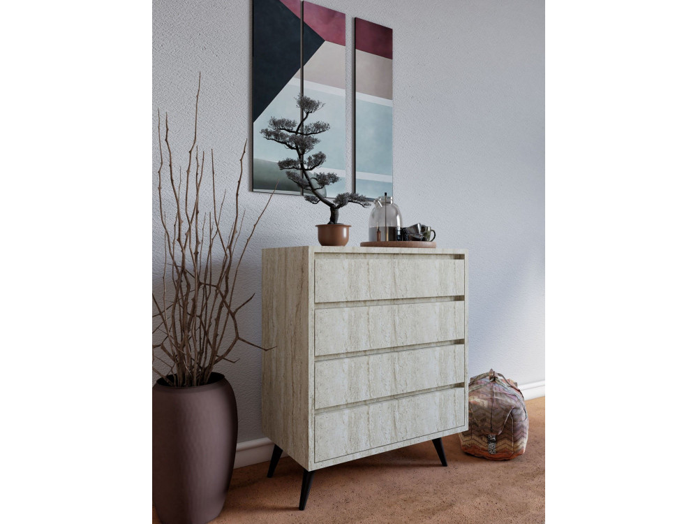 Cassettiera in legno "Suvera" - 70 x 40 x 86 cm - Travertino