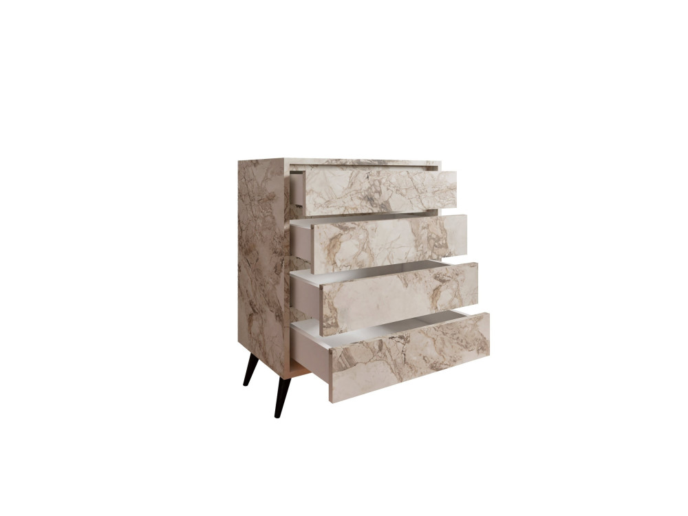 Cassettiera in legno "Suvera" - 70 x 40 x 86 cm - Beige marmorizzato