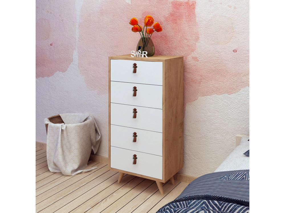 Cassapanca in legno "Frenzu" - 50 x 40 x 103 cm - Bianco