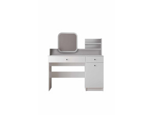 Comodino "Harmony Square" con specchio in legno - 124 x 40 x 135 cm - Bianco