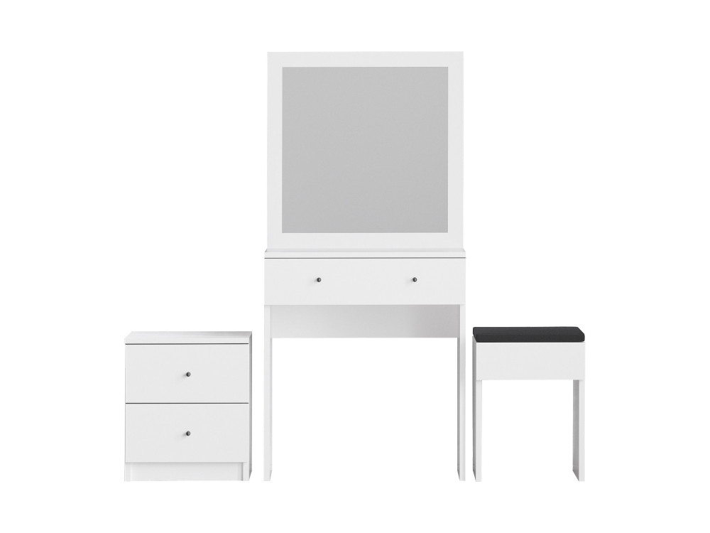 Set da toilette in legno "Nice" - 65 x 35 x 139 cm - Bianco