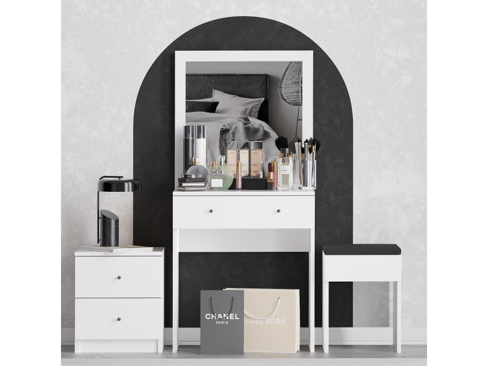Set da toilette in legno "Nice" - 65 x 35 x 139 cm - Bianco