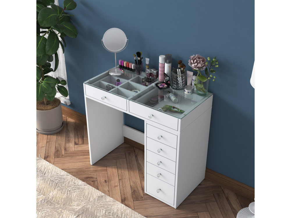 Comodino "Soma" con cassetti in legno incorporati - 90 x 44 x 80 cm - Bianco