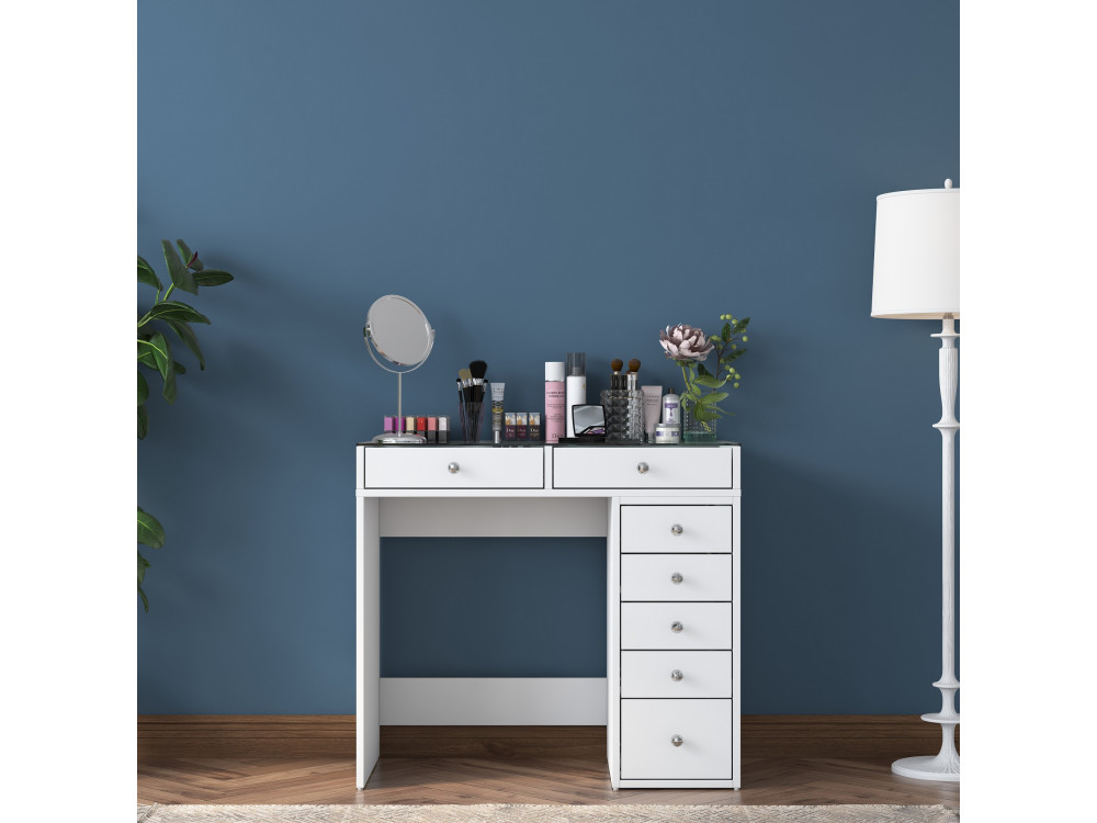 Comodino "Soma" con cassetti in legno incorporati - 90 x 44 x 80 cm - Bianco