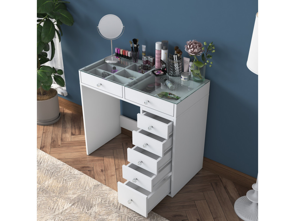 Comodino "Soma" con cassetti in legno incorporati - 90 x 44 x 80 cm - Bianco