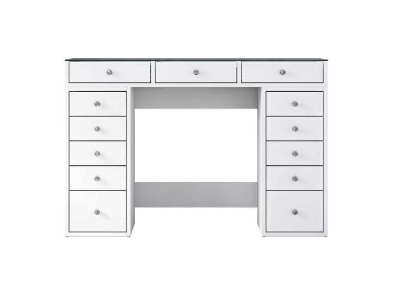 Comodino "Sina" con cassetti in legno incorporati - 120 x 44 x 80 cm - Bianco