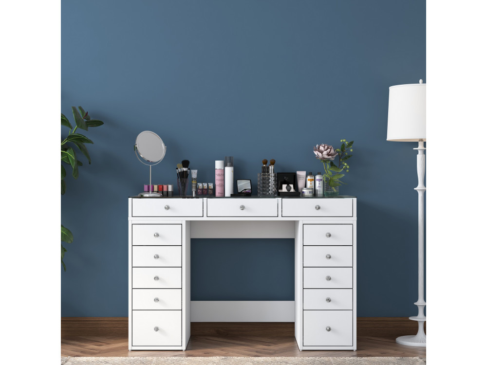 Comodino "Sina" con cassetti in legno incorporati - 120 x 44 x 80 cm - Bianco