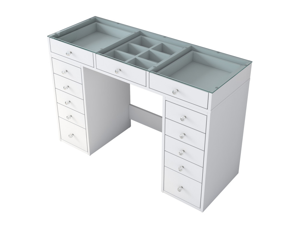 Comodino "Sina" con cassetti in legno incorporati - 120 x 44 x 80 cm - Bianco