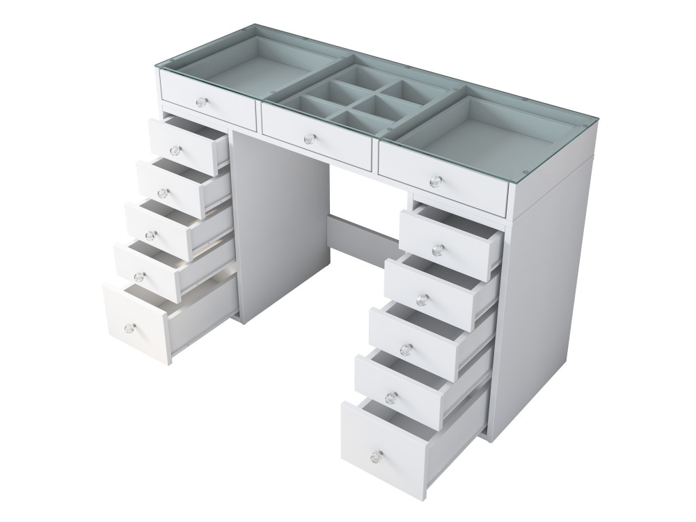 Comodino "Sina" con cassetti in legno incorporati - 120 x 44 x 80 cm - Bianco