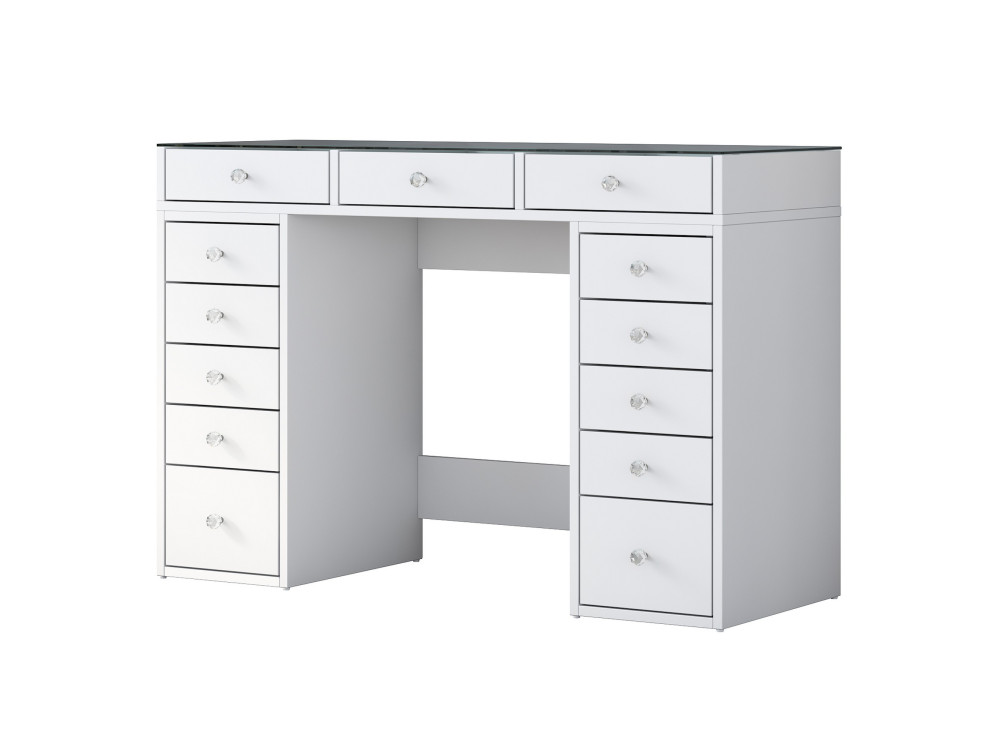 Comodino "Sina" con cassetti in legno incorporati - 120 x 44 x 80 cm - Bianco