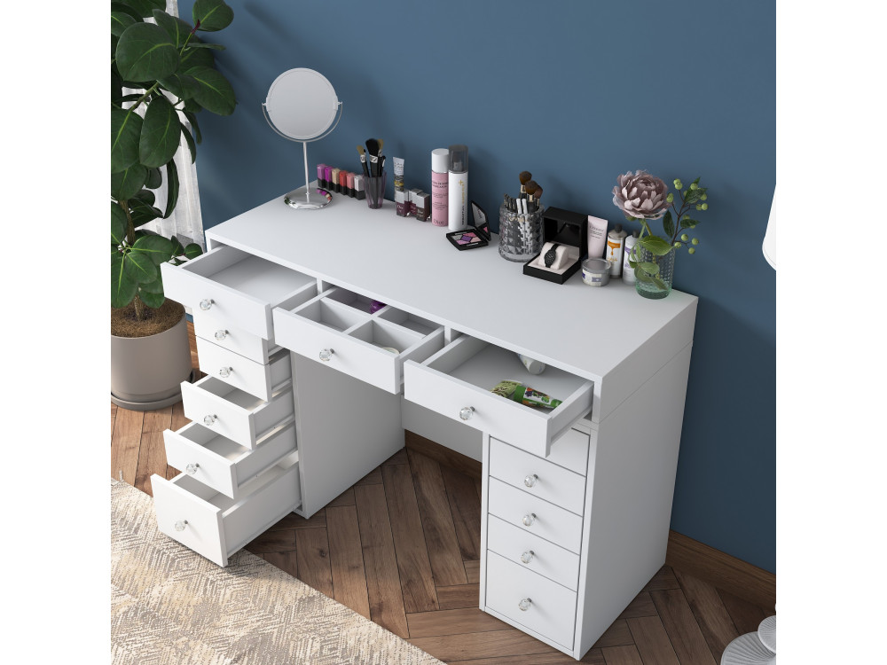 Comodino "Sena" con cassetti in legno incorporati - 120 x 44 x 82 cm - Bianco