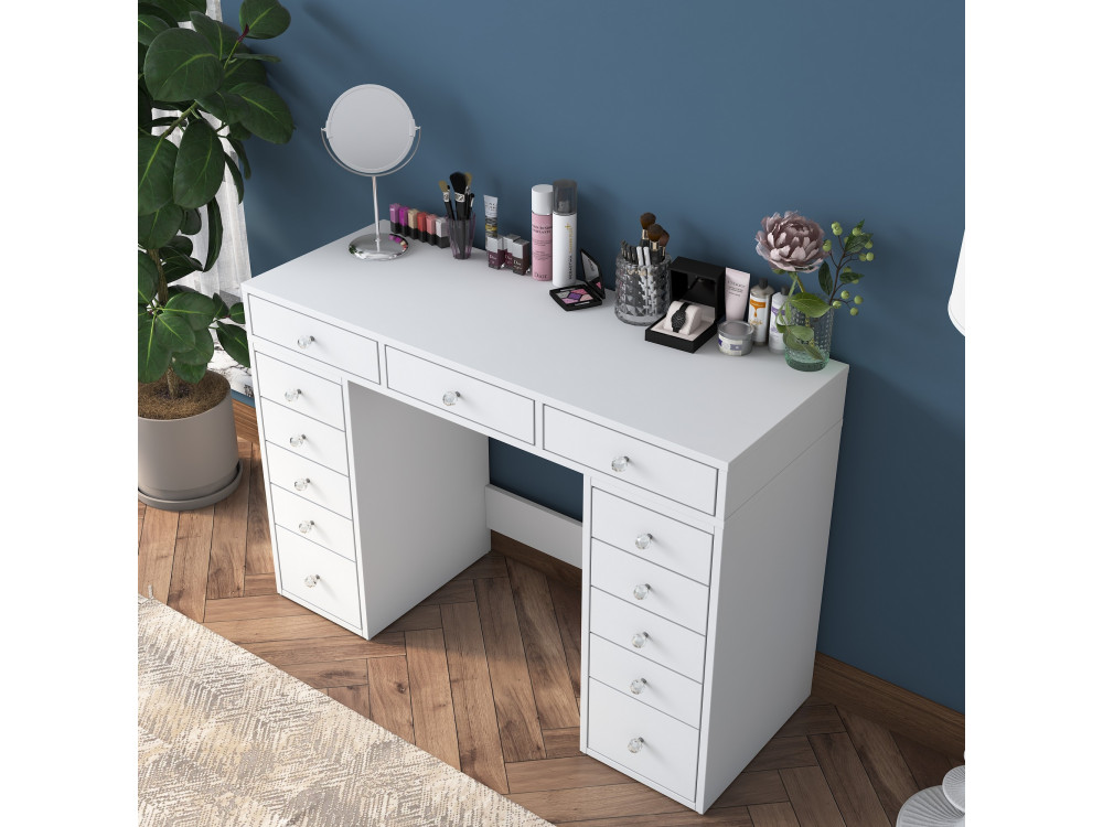 Comodino "Sena" con cassetti in legno incorporati - 120 x 44 x 82 cm - Bianco