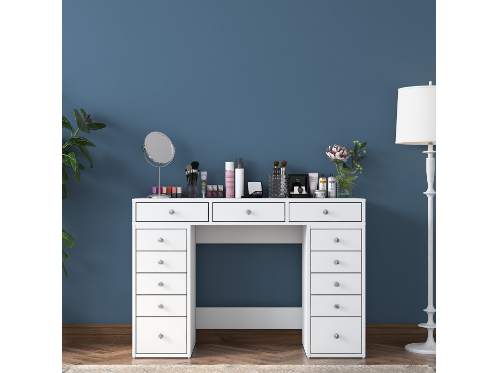 Comodino "Sena" con cassetti in legno incorporati - 120 x 44 x 82 cm - Bianco
