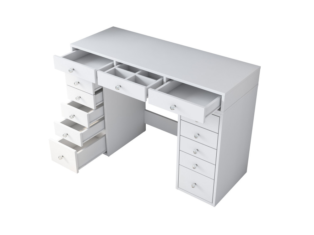 Comodino "Sena" con cassetti in legno incorporati - 120 x 44 x 82 cm - Bianco