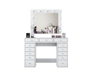 Comodino "Sirma" con specchio in legno - 120 x 44 x 82 cm - Bianco