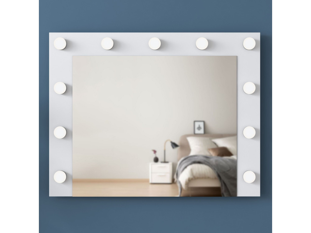 Comodino "Sirma" con specchio in legno - 120 x 44 x 82 cm - Bianco