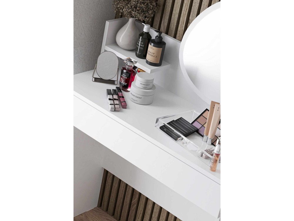 Comò "Harmony Mini Amorphous" con specchio in legno - 90 x 40 x 133 cm - Bianco