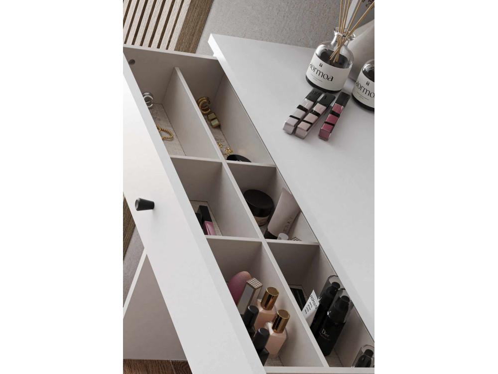 Comò "Harmony Mini Amorphous" con specchio in legno - 90 x 40 x 133 cm - Bianco