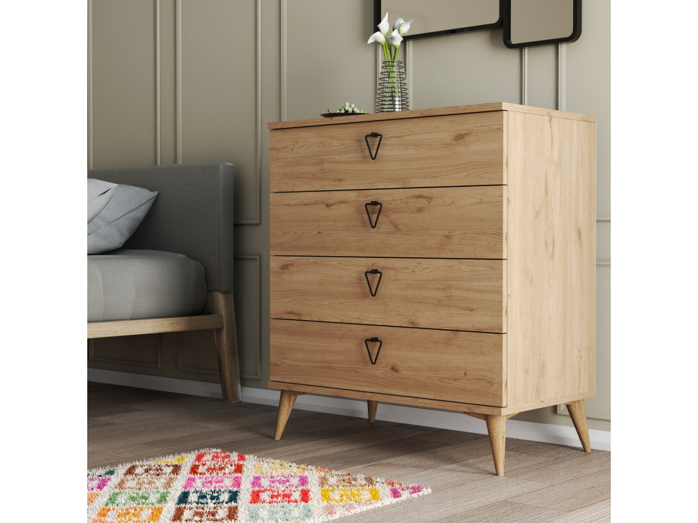 Cassettiera in legno "Versa-Ce" - 80 x 45 x 90 cm - Marrone