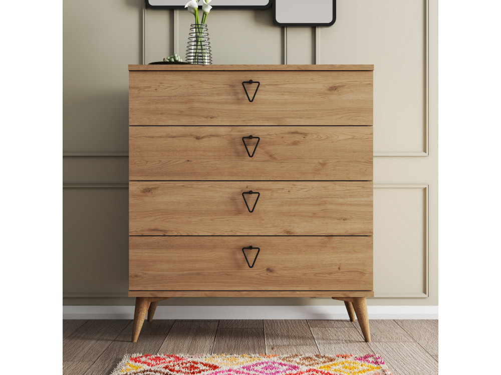 Cassettiera in legno "Versa-Ce" - 80 x 45 x 90 cm - Marrone