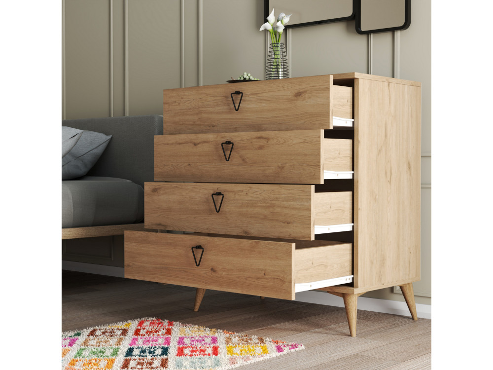 Cassettiera in legno "Versa-Ce" - 80 x 45 x 90 cm - Marrone