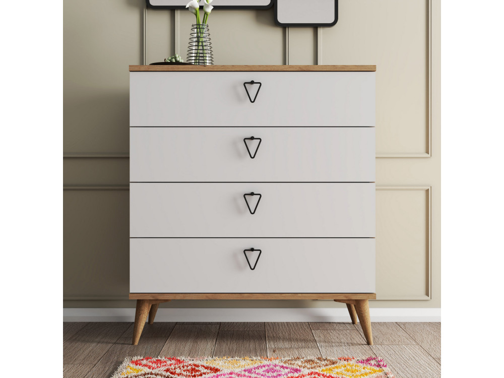 Cassettiera in legno "Versa-Ce" - 80 x 45 x 90 cm - Bianco