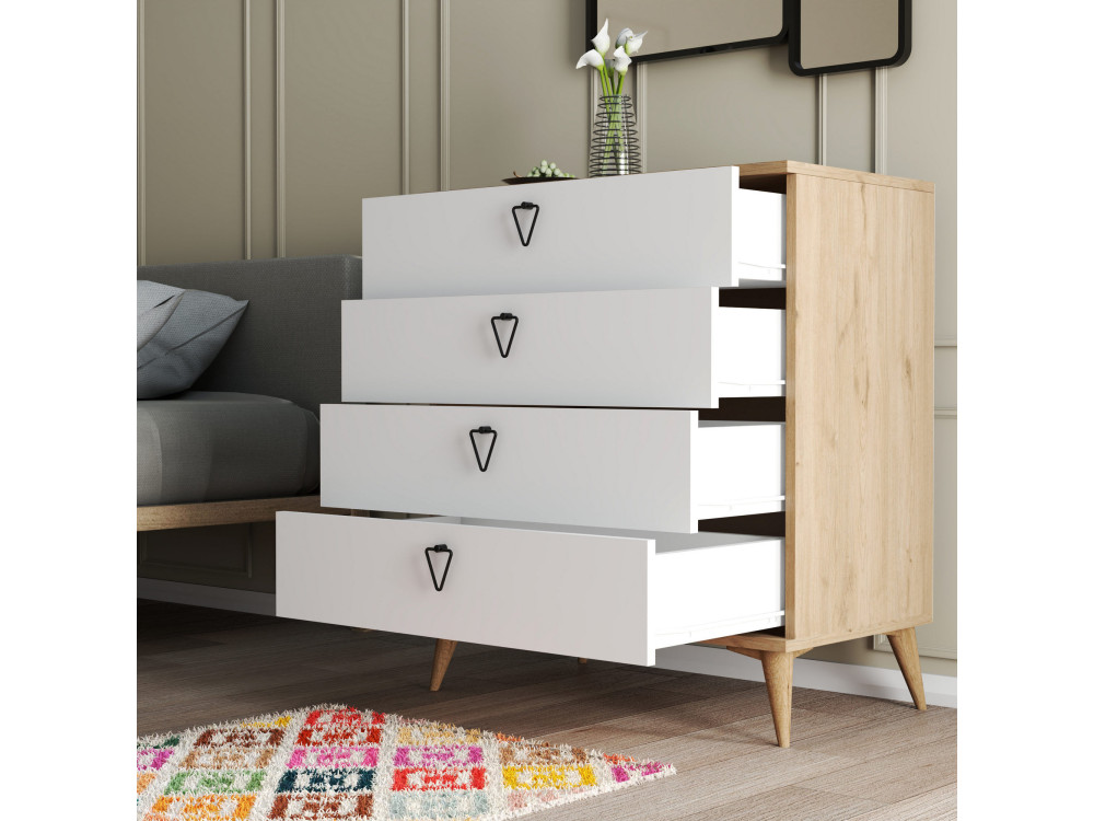 Cassettiera in legno "Versa-Ce" - 80 x 45 x 90 cm - Bianco