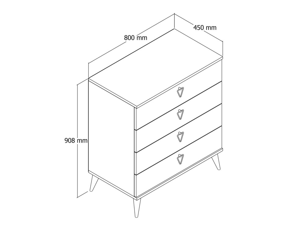 Cassettiera in legno "Versa-Ce" - 80 x 45 x 90 cm - Bianco