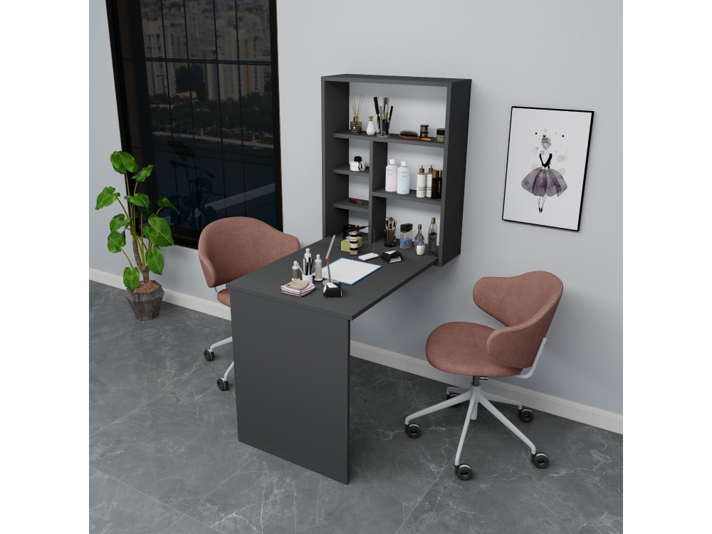 Tavolo da trucco in legno "Sedir" - 90 x 59 x 74 cm - Grigio antracite