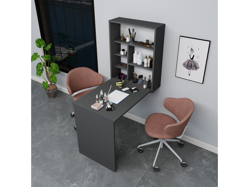 Tavolo da trucco in legno "Sedir" - 90 x 59 x 74 cm - Grigio antracite