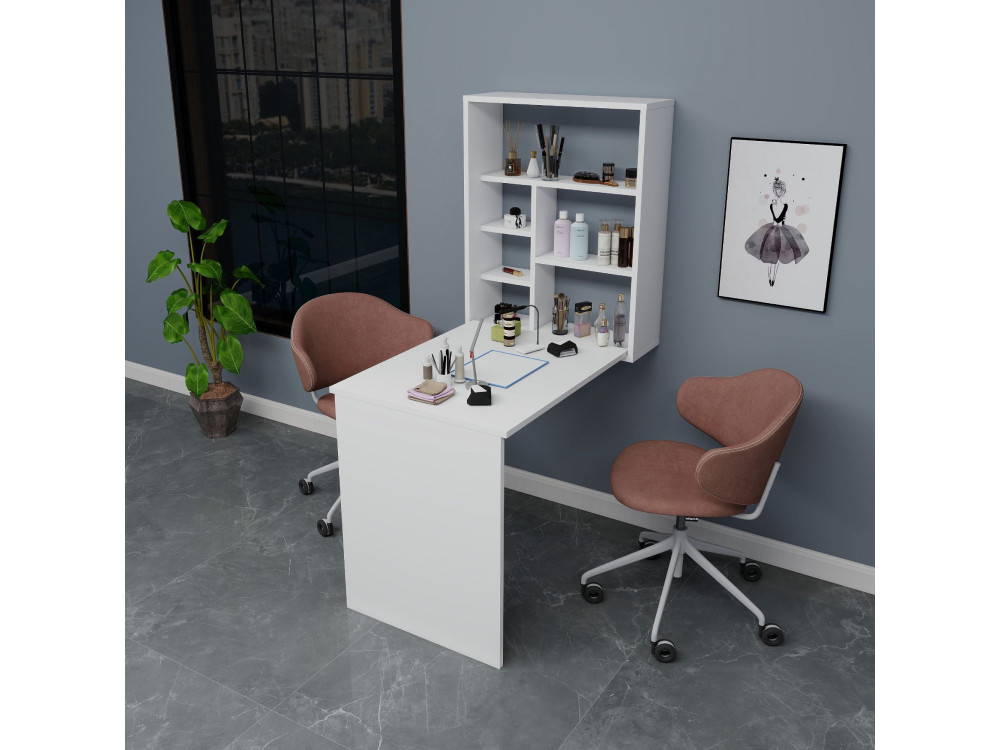 Tavolo da trucco in legno "Sedir" - 90 x 59 x 74 cm - Bianco