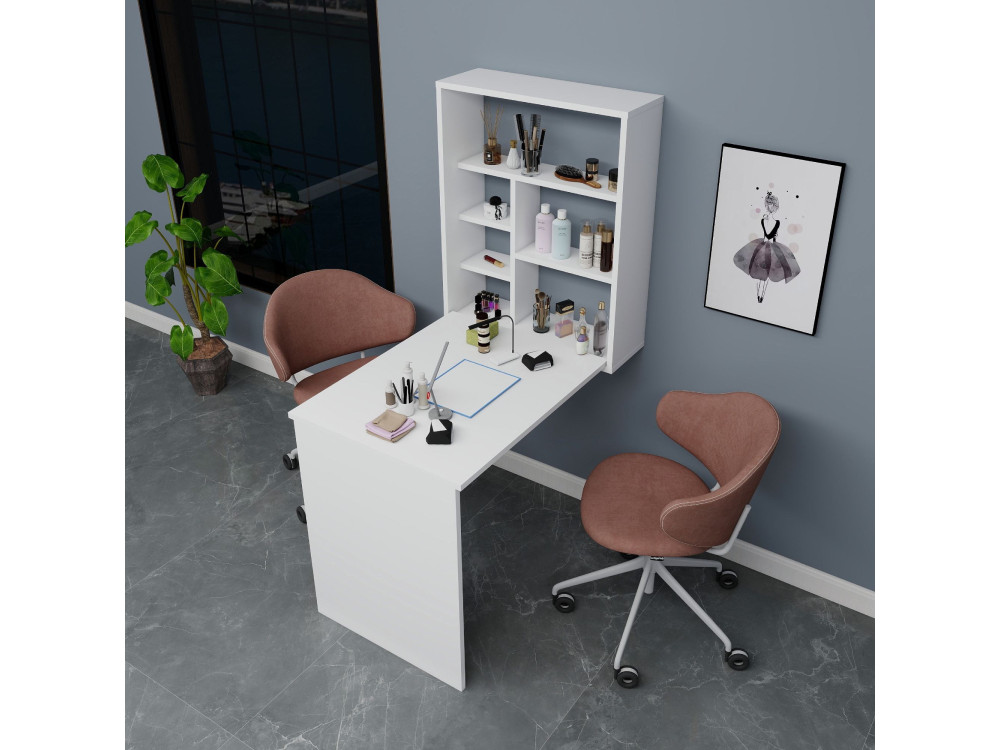 Tavolo da trucco in legno "Sedir" - 90 x 59 x 74 cm - Bianco