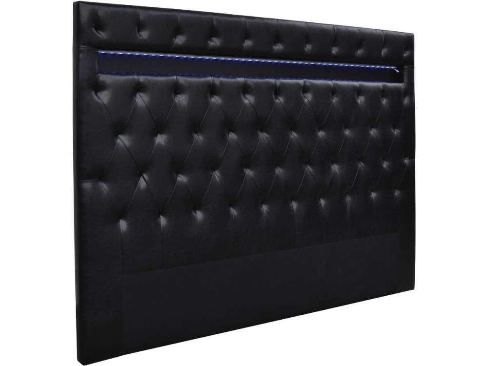 Testiera con LED "Déco"  - Per letto 140 x 190 cm - Nero