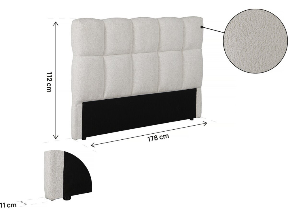 Testiera a bolle in tessuto spesso "Alpe d'Huez" - 160 cm - Beige