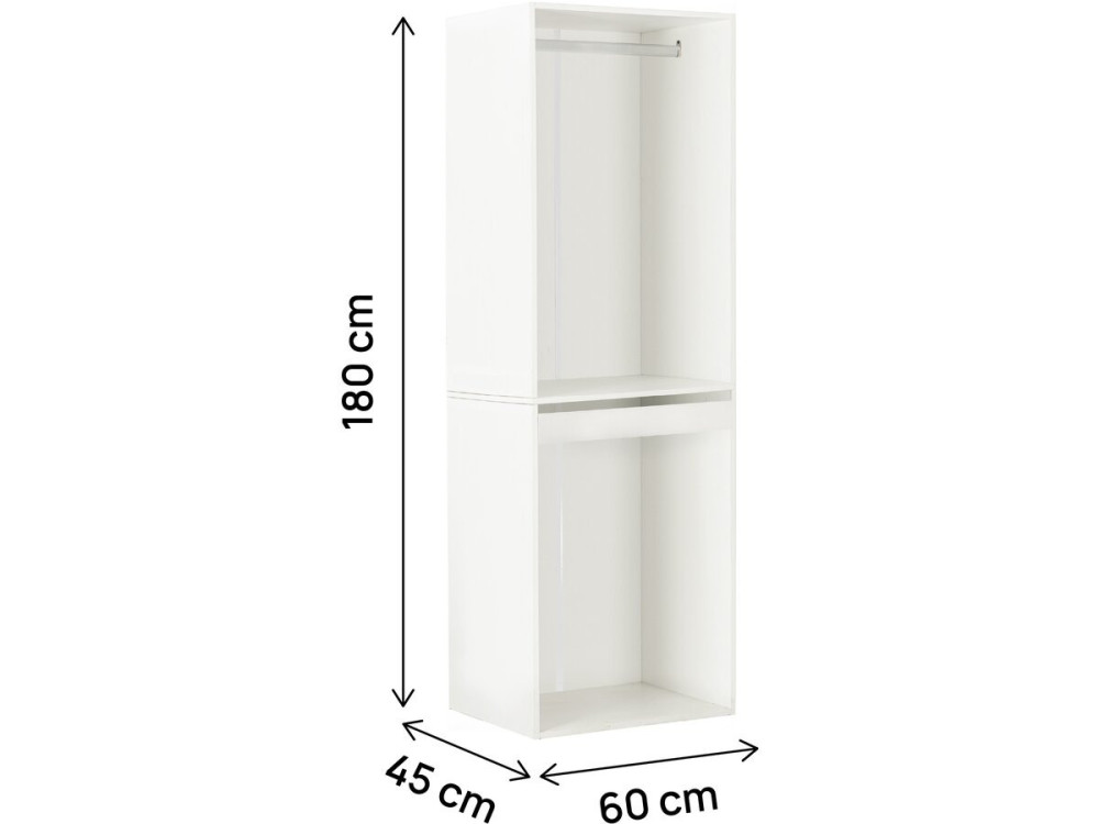 Armadio "Opera" con appendiabiti e portapantaloni - 60 x 45 x 180 cm - Bianco