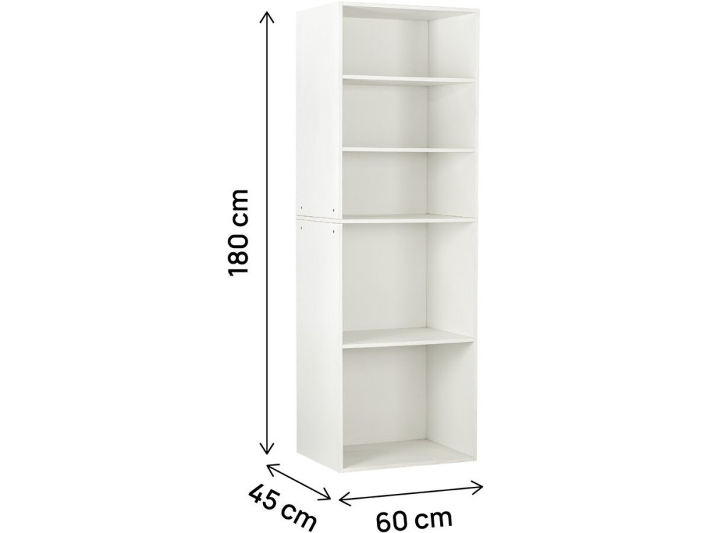Armadio "Opéra" con 5 ripiani - 60 x 45 x 180 cm - Bianco