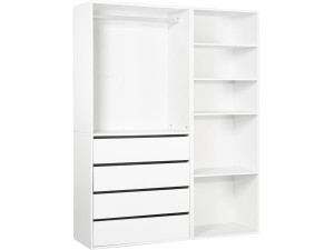 Kit dressing modulable avec penderie, 4 tiroirs et 5 étagères "Opéra" - 2 éléments - Blanc