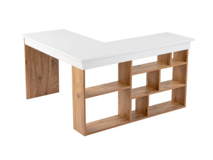 Scrivania in legno "Vesper" - 130 x 120 x 72 cm - Pino bianco atlantico